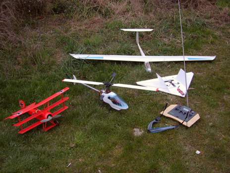 4 Flieger auf der Wiese